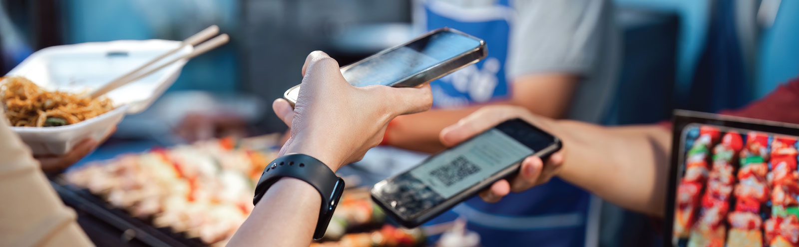 Phone to phone payment at food vendor.