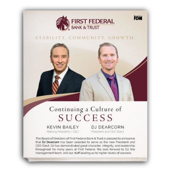 2025 succession announcement. DJ Dearcorn is taking over as President after Kevin Bailey.