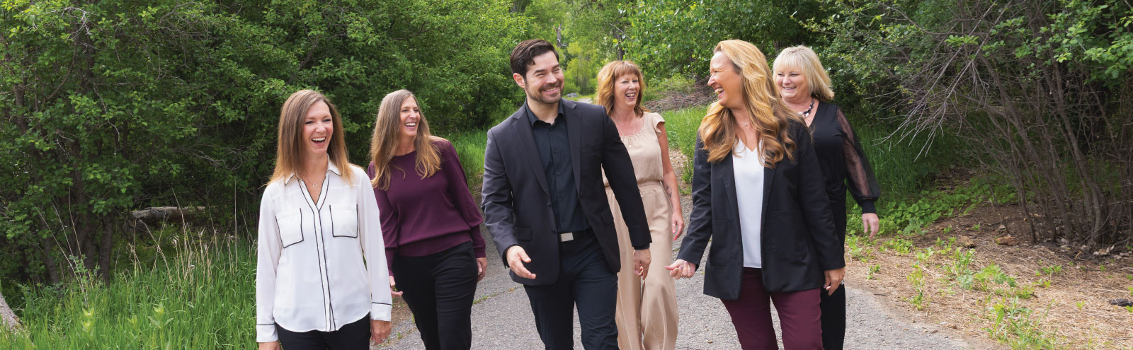 Montana team on walking path.