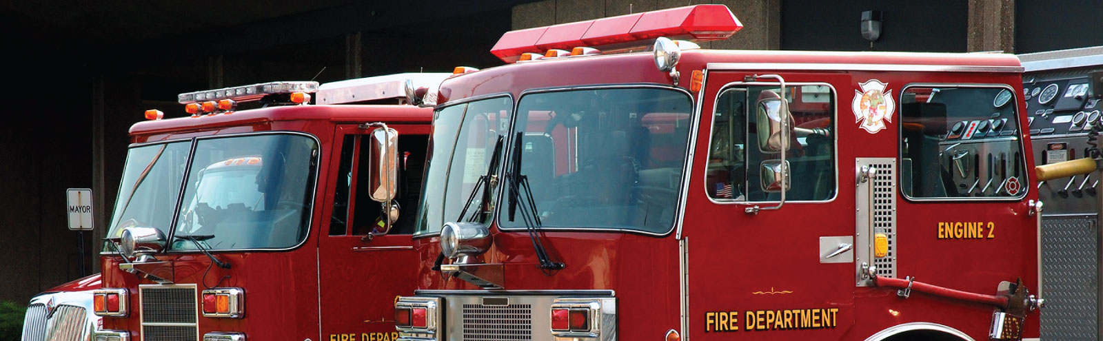 Fire trucks lined up
