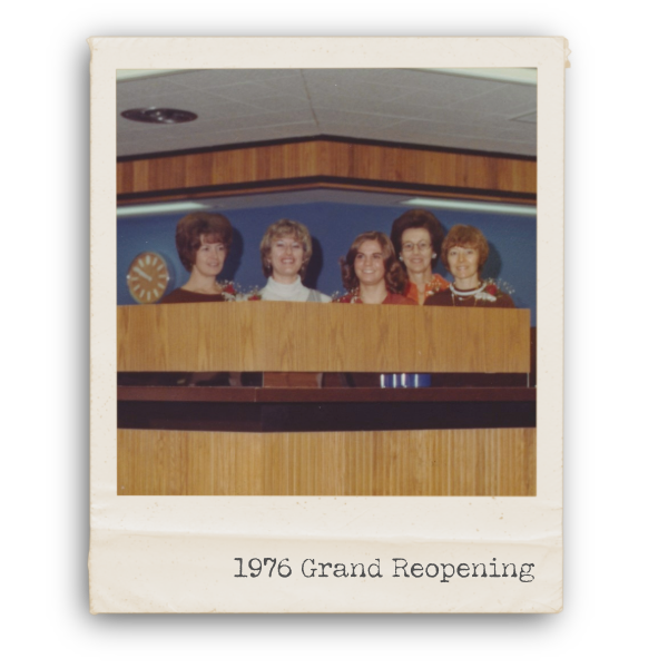 Bank tellers at our 1976 Grand Reopening of the Downtown location in Sheridan, WY.